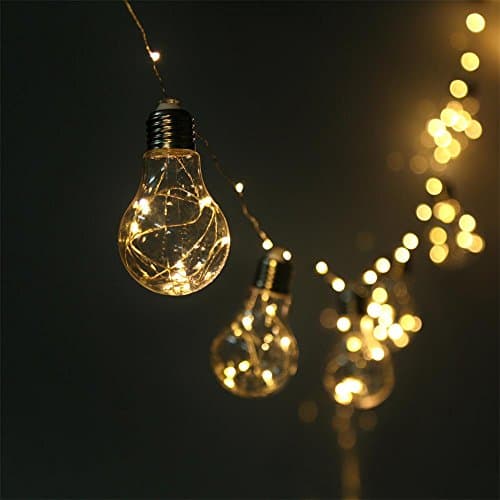 Ottertooth Outdoor LED String Lights, 6.6ft Dimmable Bulb Style Fairy Lights, Shatterproof and Weatherproof 100 LEDs Starry String Lights for Christmas Tree, Bedroom Party Decoration - Warm White