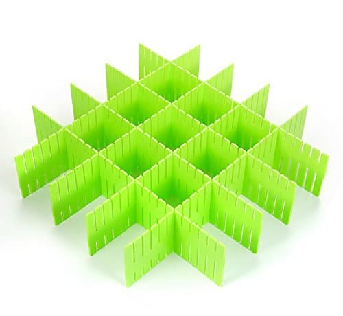 FOCUSAIRY 8pcs DIY Drawer Organizer Adjustable Grid Drawer Divider Clapboard Household Necessities Storage for Home Tidy Closet Makeup Socks Underwear Scarves (Green)
