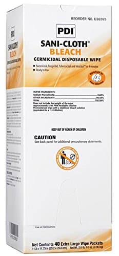 Sani-Cloth Bleach Germicidal Disposable Wipe, 11.5" Width, 11.75" Length