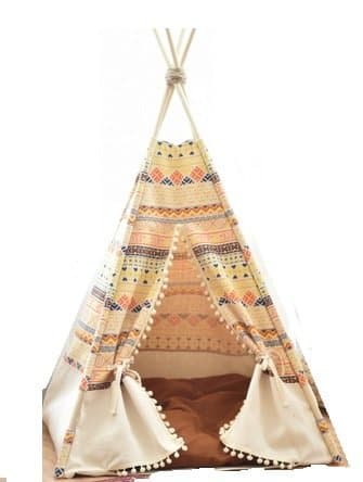 THAI Pet Teepee Handmade Size M, 48 x 48 x 80 cm TP032 Pet teepee, Dog teepee, Cat teepee, Cat bed, Dog bed, Dog tent and Dog house FREE pet toy for all purchase! Pet toy made from 100% cotton
