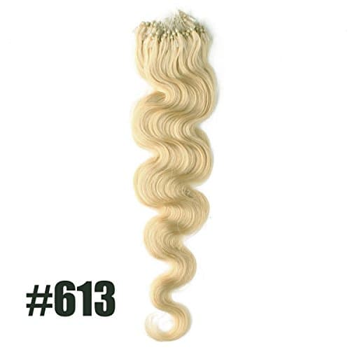 Hot! Micro Loop Human Hair Extensions Wavy 18-24 Inches 1g/s 100g Color #613 Light Blonde (22inch)