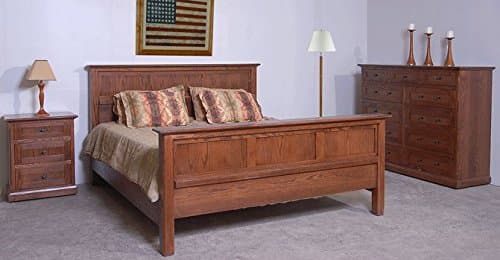 Forest Designs Mission Queen Panel Bed: 80W x 49H x 93D (No Dresser or Nightstand) E King Golden Oak