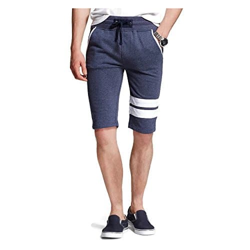 Modern Threads Men's Lounge Jogger Shorts (Medium, Navy Blue)