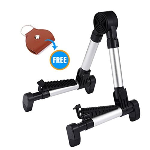 Guitar Stand,SIDECAR Portable A-Frame Guitar Stand Foldable Lightweight Universal String Instrument Stand Travel Guitar Stand for Home Studio&On Stage- Free Bonus Pick Holder (Silver)