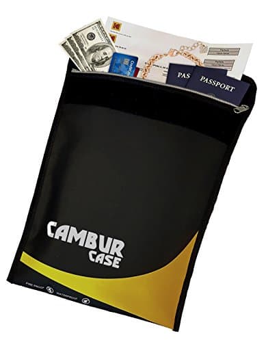 Fireproof Document Bag 15" x 11" — Cambur Creations Silicone Coated Fire Water Resistant Money Bag, Fireproof Safe Pouch Holder Storage for Money, Documents, Jewelry and Passport