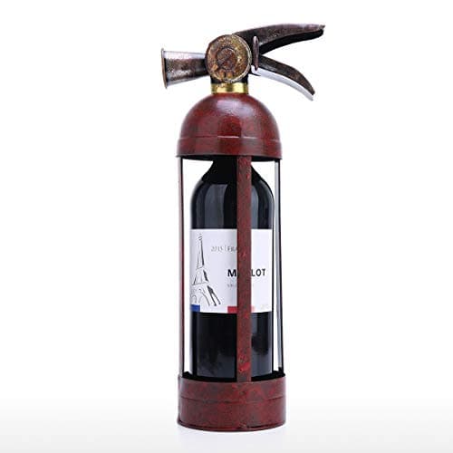 Tooarts Wine Bottle Holder Fire Extinguisher Shape Wine Rack Creative Ornament Decor Gifts