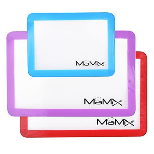 MaMix Silicone Baking Mats Set of 3 (2 Half Sheets and 1 Qtr Sheet) Non Stick Silicone Baking Liners Heat Resistant