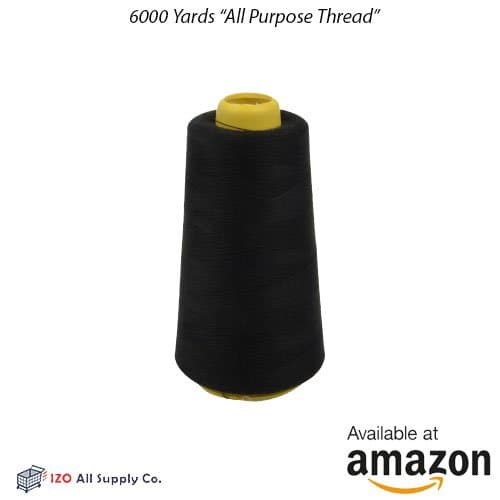 IZO.SEWING - 6000 Yards Black Serger Cone Thread All Purpose Sewing Thread Polyester Spools Overlock