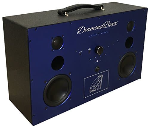 DiamondBoxx Model L Wireless BlueTooth Speaker / Boombox (Black with Blue Aluminum) w/ Big Battery option
