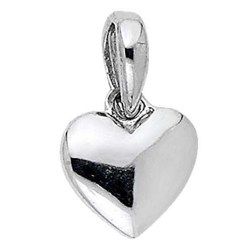 14k White Gold Tiny Puffed Heart Pendant