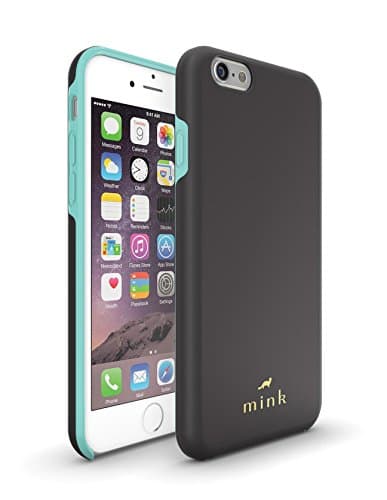 iPhone 6 Protective Phone Case from Mink - Madison Series - Soft-Touch Coating. Detachable Hard Rubber Inner Liner - Slim, Sturdy, Lightweight and Beautiful - Black and Tiffany Blue