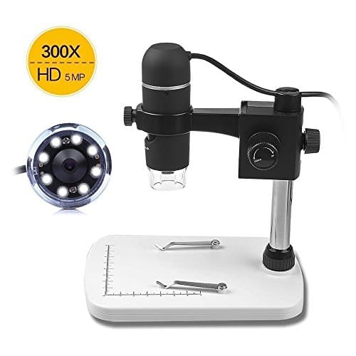 MiraTekk 20-300x digital microscope with HD camera, 5MP Video recording USB Magnifier (Black)