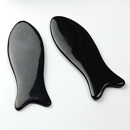 Gua Sha Scraping Massage Tool,Ultra Smooth Edge ,2 Pieces Natural Black Horn Guasha Board - GREAT Gua Sha Tools for Graston SPA Acupuncture Therapy Trigger Point Treatment on Face