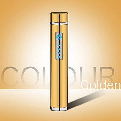New Mini Dual Arc Lighter USB Rechargeable Windproof Electric X Plasma Lighter Gift (Gold Color)