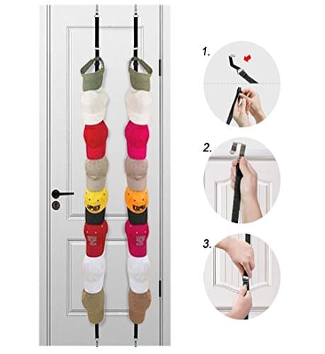 AOSHR 20 Hooks Hat Rack Hanger Holder for Baseball Caps Door Storage System Organizer, Hold Up To 2x10 Hats (82.5"H x 1"W x 0.2"D)