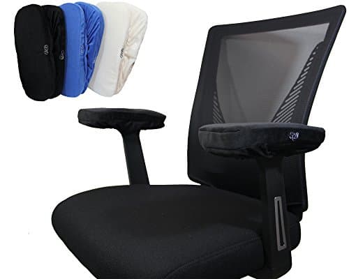 Memory Foam Office Chair Armrest Cushions - 2 Piece Set - Secure Fit and Maximum Comfort for Long Hours (Black)