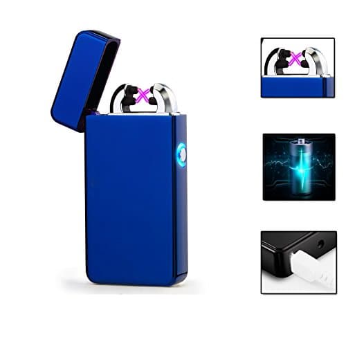 Electric Lighter,USB Lighter Gift Matal Body Double Electronic Arc Cigarette Lighter Outdaoor Windproof No Gas