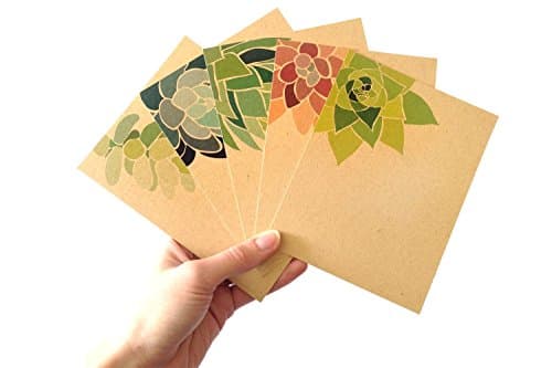 Set of 10 Succulent Notecards - flat note cards printed on recycled paper