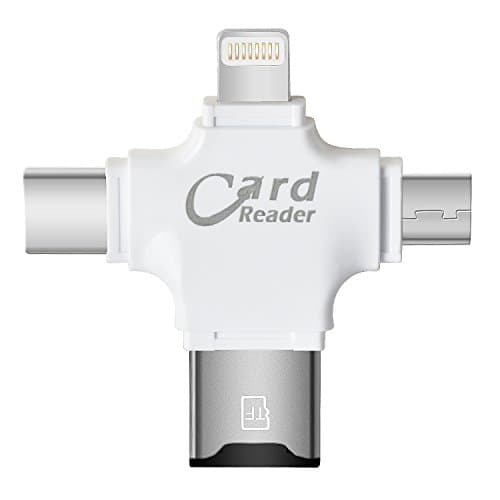Bchway All-IN-One TF Card Reader with Lightning/USB/Micro-USB/Type-C Connector for iPhone/iPad/Android Type-C phones/Mac/PC