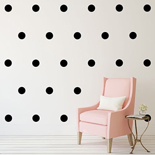 Black Polka Dots Wall Decals (6”- 32 Decals) Removable Peel And Stick Matte Finish Vinyl Décor Stickers. 4 Sheets of 6 Inch Circles. For Home, Kitchen, Living Room, Bedroom, And Nursery. (Black)