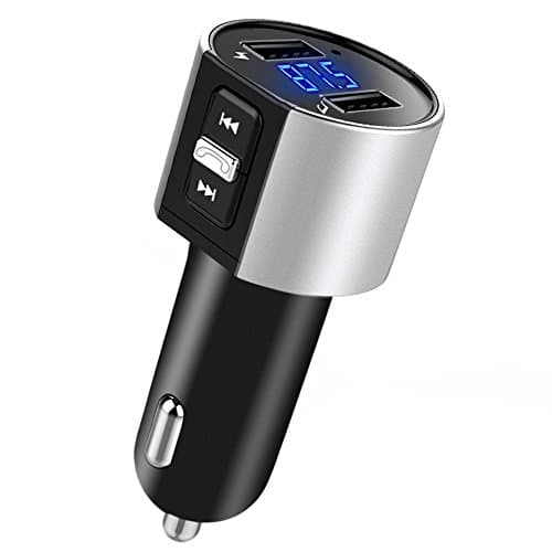 FM Transmitter, Bcway Bluetooth Radio Transmitter Receiver Adapter, Car Charger with Dual USB Ports 5V/2.4A&1A + Hands-free Calling