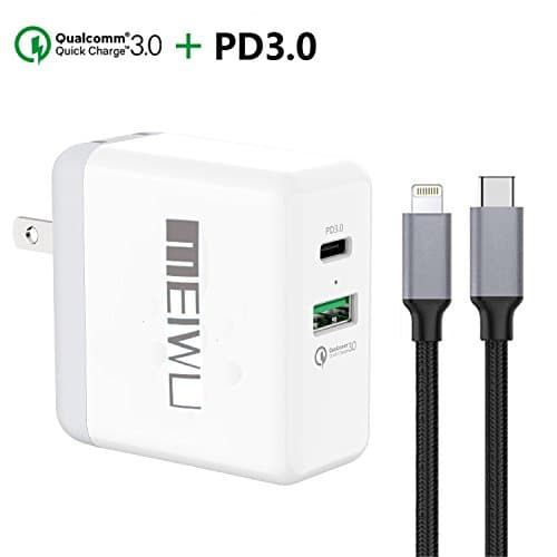 USB Type-C Power Delivery 27.6W USB Wall Charger with Fast Charge Cable for Apple iPhone,iPad,iPod,18W Foldable Plug Quick Charger for Samsung Galaxy S7,Google Pixel 2 XL,Nexus6P,LG G6,Moto Z and more