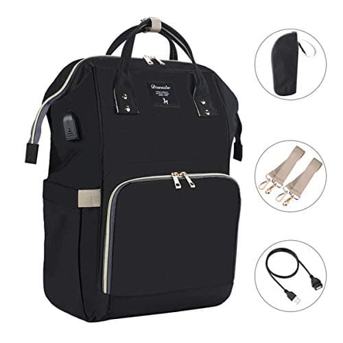 Baby Nappy Changing Backpack, Large Capacity Diaper Tote Bag Multi-Function Waterproof Travel Backpack Organizer with Stroller Straps for Mom Dad Work or Outing (Black1)