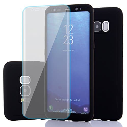 Samsung Galaxy S8 Plus Case,Full Body Protection Ultra-thin Hard PC case with A Soft HD Screen Protector Anti Scratch Removable Hybrid Cover for galaxy S8 Plus (Black-1)