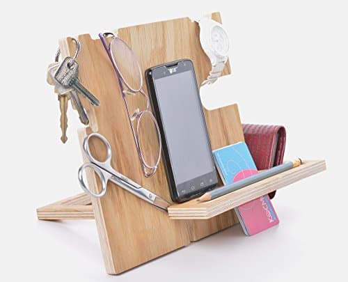 Wooden Docking Station iPhone/Android Birthday Gift for Men Stand for iPhone 6s plus, 6s, 6 plus, 6, 5, 5s, 4, Samsung Galaxy, Android