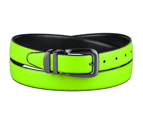 CONCITOR Reversible Belt Solid Colors & Black Bonded Leather Pewter-Tone Buckle