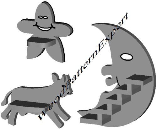 Star Moon Cow Shelf Set How-to Book; Paper Pattern Plan to DIY and Easily Build Cute Shelves