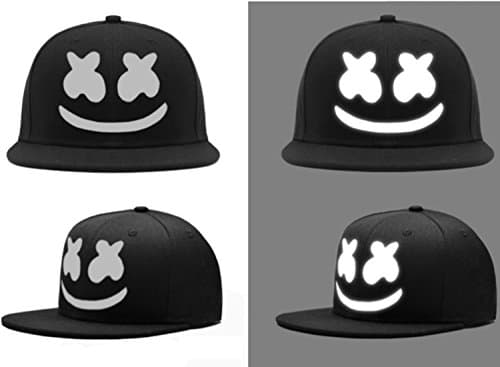 JnM Marshmello Logo Luminous Reflective Baseball Cap Hat Fitted Flat Baseball Cap (#2 Reflective)