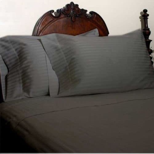 Fab Furnish 1000 Thread Count Three (3) Piece King/cal-King Size Gray Stripe Duvet Cover Set, 100% Egyptian Cotton, Deep Pocket