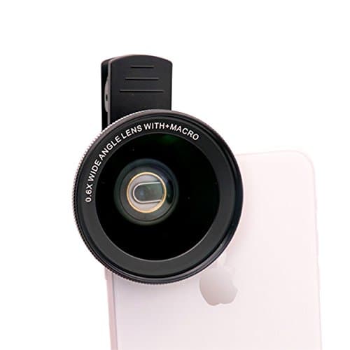 Mobile Phone Camera Lens Kit Super 0.6X Wide Angle and 15X Macro Lens Clip on for Most Smart Phones (Black)