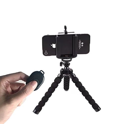 SelfieCom Portable Tripod Phone Holder&Bluetooth Remote Shutter Suit,Flexible Octopus Tripod Stand for Gopro Digital Cameras iPhone X/iPhone 8/8 Plus/iPhone 7/iPhone 7 Plus/Huawei/Samsung/Google