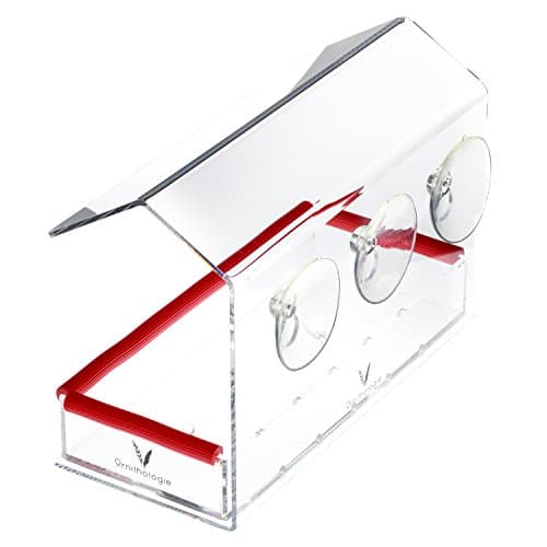 Window Bird Feeder For Outside - Clear Large View - Holds All Wild Birds Seed - Strongest Suction Cups - Removable Tray - Stay Dry Drain Holes - Squirrel Proof - Birding At Home