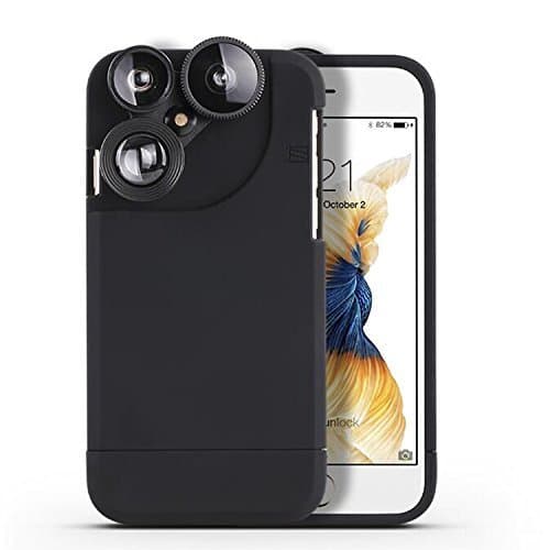 iPhone Lenses Cases Haldissim 4 in 1 iPhone 7/iPhone 8 Plus Lens Case Camera Lens Kit,Fish Eye Lens, Macro Lens, Wide Angle Lens and Telephoto Lens Case for 5.5 inch iPhone 7/iPhone 8 Plus (i7p-black)