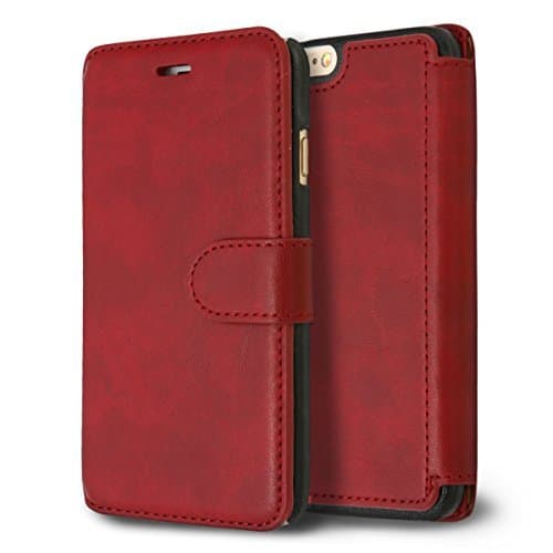 iPhone 6S Case, iPhone 6 Case Wallet, Armorex - Card Slot, Flip, Slim Fit. (Red)