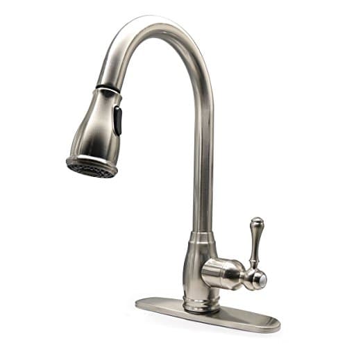 KINFAUCETS Kitchen sink faucet, Single Lever, Brushed Nickel, Pull-out&Pull Down Sprayer, High-Arch, 360 Degree Swivel Spout, Bar, Bathroom, Lavatory, Vanity, Best Commercial
