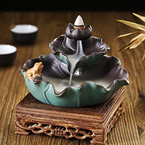 LANSEL Incense Burner Incense Cone Burner-Frog Lotus Ceramic Backflow Incense Burner Creative Decoration Home Viewing Aromatherapy Furnace (Color : Ydz)