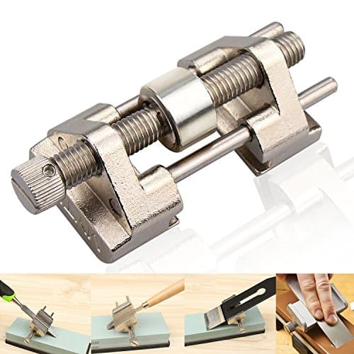 Honing Guide, BonyTek Stainless Steel Side Clamping Fixed Angle Honing Guide with Roller for Wood Chisel, Planer, Blade, Flat Chisel Edge Sharpening, Clamping Width 0.32-3.22''(Stainless Steel Roller)