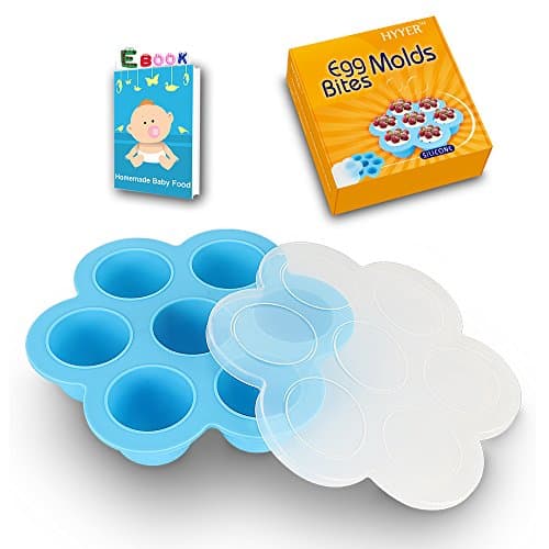 Hyyer Freezer Tray with Lid Silicone Storage Container Egg Bites Molds for Instant Pot Accessories Fits 5,6,8 qt Pressure cooker(Blue)