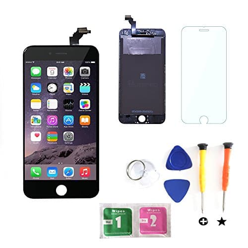 iPhone 6 Screen Replacement LCD Screen Display Digitizer Touch Screen with Frame Repair Tools- with Glass Screen Protector For iPhone 6 (4.7inch only Black) by Litsped