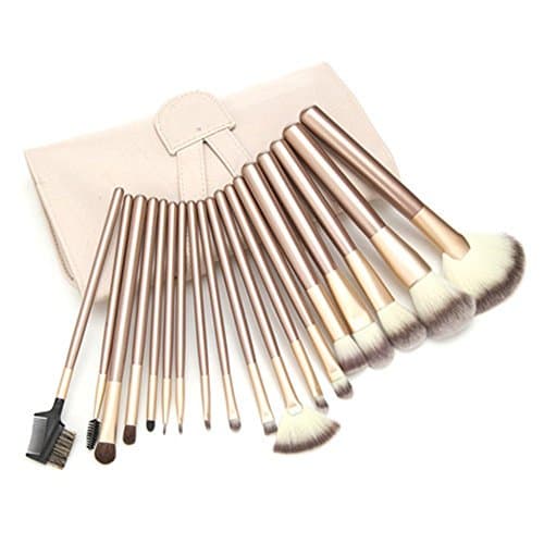 18 Pcs Make up Brush Set Professional Cosmetic Makeup Brushes Set Kits with Travel Pouch (white)