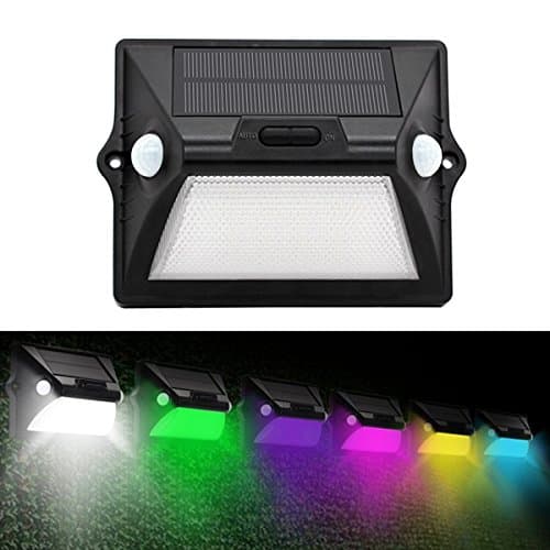 Wuchance Solar Power Dual PIR Sensor Head Wall Light 12 LED RGBW Colorful Waterproof IP55 Ourdoor Garden Lamp