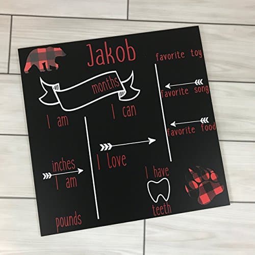 Personalized Monthly Milestone Chalkboard Sign- Bear Design