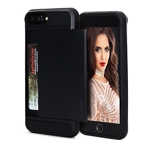 iPhone 7 Plus Case,Decovans DP20 Credit Card Holder Wallet iPhone 7 Plus Case Protect Shell Anti-Scratch Protection Defender Shockproof Soft Rubber Bumper Cover Case for iPhone 7 Plus / 8 Plus - Black