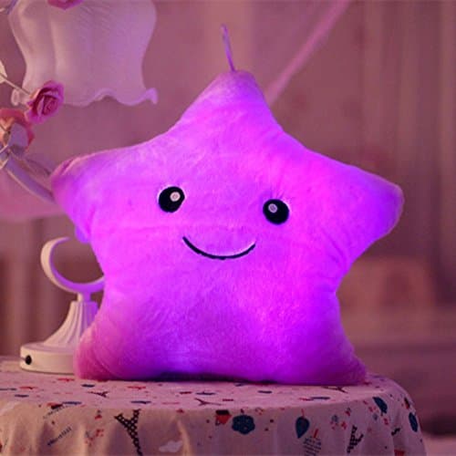 Tickos Plush Pillow Night Light LED Star Pillow Creative Glowing Stuffed Toy Toys Gift for Christmas (Purple)