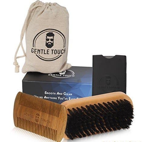 Beard Brush and Comb , PU Case & Magnetic Box & Cotton Bag, Gift Set For Men Kit, 100% Natural Boar Brush, All In One Facial Hair Grooming Kit By Gungila