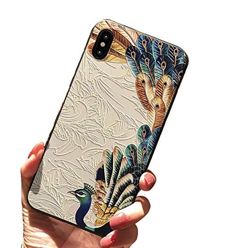 for iPhone X Case 5.8 inch, TPU 3D Peacock Painted Robes Ancient Palace Embossed Phone Cover For iPhone X 5.8" inch (For iPhone X 5.8", Color 01)